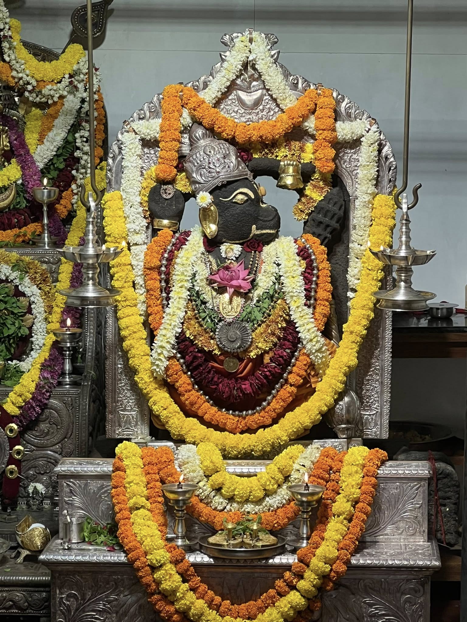 Vrindavan is a place where HH Madhavendra Tirth Swamiji took "Jeeva Samadhi" (untranslated) over which idol of hanuman is installed and prayed.